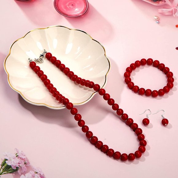 New Faux Pearl Jewelry Set Simulated Pearl Necklace Bracelet Earrings fo… - Picture 4 of 8